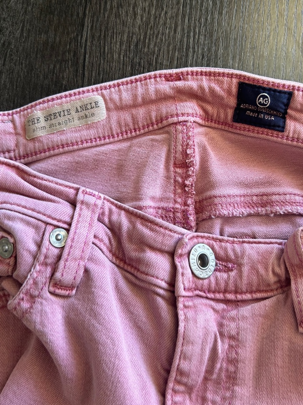 AG ADRIANO GOLDSCHMIED Stevie Ankle Slim Straight Pink Stretch Jeans Size 28R - Picture 6 of 8